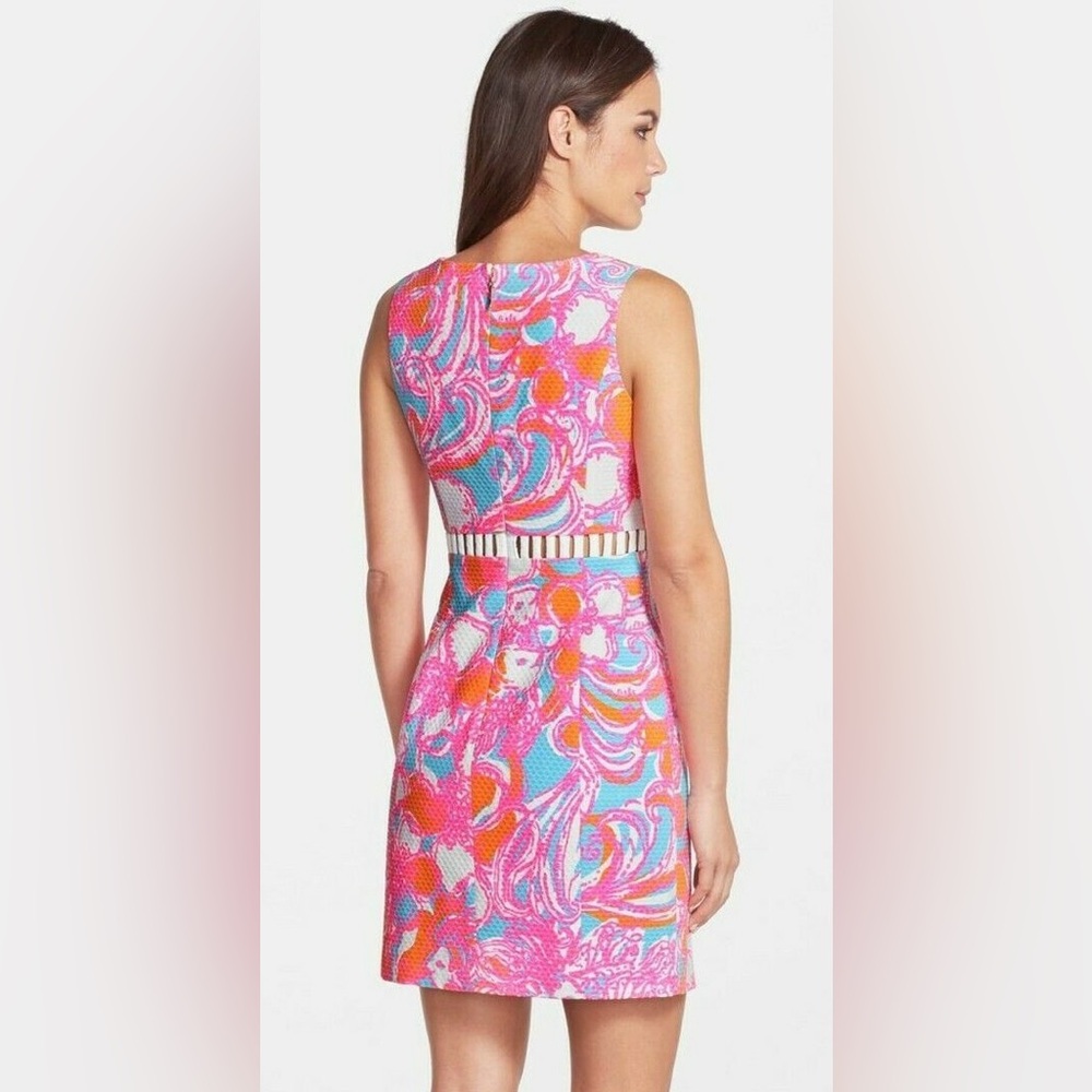 Lilly Pulitzer Pink Orange Blue Floral Cutout Mini Dress - Picture 2 of 5